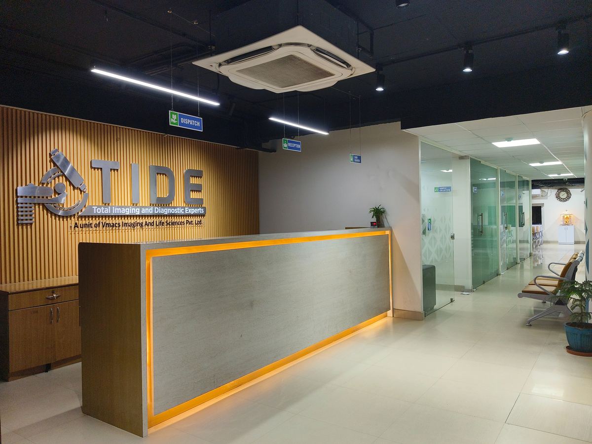 TIDE Diagnostics reception desk at the Whitefield, Bengaluru diagnostic centre